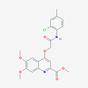 molecular formula C22H21ClN2O6 B2568566 METHYL 4-{[(2-CHLORO-4-METHYLPHENYL)CARBAMOYL]METHOXY}-6,7-DIMETHOXYQUINOLINE-2-CARBOXYLATE CAS No. 1358224-72-2