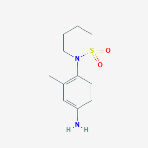 molecular formula C11H16N2O2S B2568571 2-(4-Amino-2-methylphenyl)-1$l^{6},2-thiazinane-1,1-dione CAS No. 927995-81-1