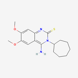 molecular formula C17H23N3O2S B2568575 3-cycloheptyl-4-imino-6,7-dimethoxy-3,4-dihydro-2(1H)-quinazolinethione CAS No. 477848-87-6