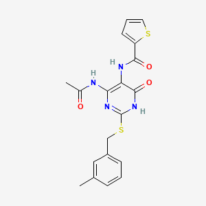 N-(4-acetamido-2-((3-methylbenzyl)thio)-6-oxo-1,6-dihydropyrimidin-5-yl)thiophene-2-carboxamide