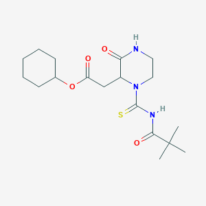 Cyclohexyl 2-(3-oxo-1-(pivaloylcarbamothioyl)piperazin-2-yl)acetate