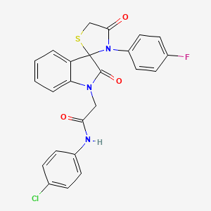 molecular formula C24H17ClFN3O3S B2568583 N-(4-chlorophenyl)-2-[3'-(4-fluorophenyl)-2,4'-dioxo-1,2-dihydrospiro[indole-3,2'-[1,3]thiazolidine]-1-yl]acetamide CAS No. 894554-22-4