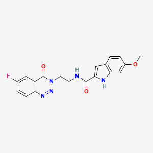 molecular formula C19H16FN5O3 B2568608 N-(2-(6-fluoro-4-oxobenzo[d][1,2,3]triazin-3(4H)-yl)ethyl)-6-methoxy-1H-indole-2-carboxamide CAS No. 1903165-34-3