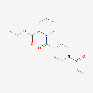 molecular formula C17H26N2O4 B2568609 Ethyl 1-(1-prop-2-enoylpiperidine-4-carbonyl)piperidine-2-carboxylate CAS No. 2361671-24-9