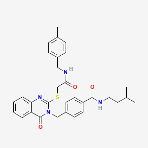 molecular formula C31H34N4O3S B2568630 N-(3-methylbutyl)-4-({2-[({[(4-methylphenyl)methyl]carbamoyl}methyl)sulfanyl]-4-oxo-3,4-dihydroquinazolin-3-yl}methyl)benzamide CAS No. 1115434-08-6