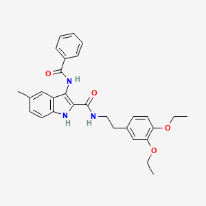 molecular formula C29H31N3O4 B2568643 3-benzamido-N-[2-(3,4-diethoxyphenyl)ethyl]-5-methyl-1H-indole-2-carboxamide CAS No. 1114622-73-9