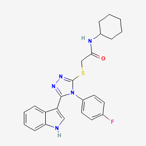 molecular formula C24H24FN5OS B2568680 N-cyclohexyl-2-{[4-(4-fluorophenyl)-5-(1H-indol-3-yl)-4H-1,2,4-triazol-3-yl]sulfanyl}acetamide CAS No. 946309-33-7