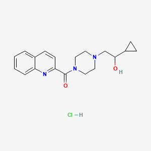 molecular formula C19H24ClN3O2 B2568684 (4-(2-Cyclopropyl-2-hydroxyethyl)piperazin-1-yl)(quinolin-2-yl)methanone hydrochloride CAS No. 1396791-56-2