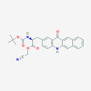 molecular formula C27H25N3O5 B2568701 Boc-ala(2-bacd)-och2cn CAS No. 1213074-87-3