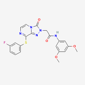 molecular formula C21H18FN5O4S B2568722 N-(3,5-dimethoxyphenyl)-2-{8-[(3-fluorophenyl)sulfanyl]-3-oxo-2H,3H-[1,2,4]triazolo[4,3-a]pyrazin-2-yl}acetamide CAS No. 1251601-67-8