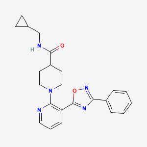 molecular formula C23H25N5O2 B2568797 N-(cyclopropylmethyl)-1-[3-(3-phenyl-1,2,4-oxadiazol-5-yl)pyridin-2-yl]piperidine-4-carboxamide CAS No. 1189706-33-9