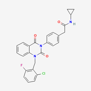 molecular formula C26H21ClFN3O3 B2568819 2-(4-(1-(2-chloro-6-fluorobenzyl)-2,4-dioxo-1,2-dihydroquinazolin-3(4H)-yl)phenyl)-N-cyclopropylacetamide CAS No. 946330-60-5