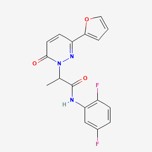 molecular formula C17H13F2N3O3 B2568887 N-(2,5-difluorophenyl)-2-[3-(furan-2-yl)-6-oxo-1,6-dihydropyridazin-1-yl]propanamide CAS No. 1286697-48-0