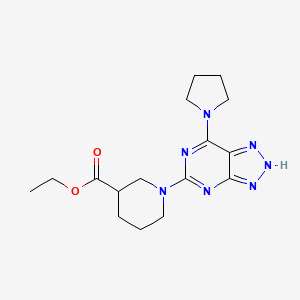 molecular formula C16H23N7O2 B2568891 ethyl 1-(7-(pyrrolidin-1-yl)-3H-[1,2,3]triazolo[4,5-d]pyrimidin-5-yl)piperidine-3-carboxylate CAS No. 1334376-66-7