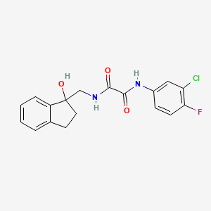 molecular formula C18H16ClFN2O3 B2568911 N'-(3-chloro-4-fluorophenyl)-N-[(1-hydroxy-2,3-dihydro-1H-inden-1-yl)methyl]ethanediamide CAS No. 1396746-94-3
