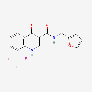 molecular formula C16H11F3N2O3 B2568917 N-[(furan-2-yl)methyl]-4-hydroxy-8-(trifluoromethyl)quinoline-3-carboxamide CAS No. 946360-30-1