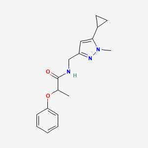 molecular formula C17H21N3O2 B2568930 N-((5-cyclopropyl-1-methyl-1H-pyrazol-3-yl)methyl)-2-phenoxypropanamide CAS No. 1448073-01-5