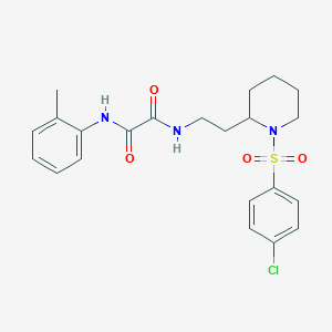 molecular formula C22H26ClN3O4S B2568978 N-{2-[1-(4-chlorobenzenesulfonyl)piperidin-2-yl]ethyl}-N'-(2-methylphenyl)ethanediamide CAS No. 898406-75-2