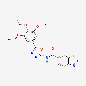 molecular formula C22H22N4O5S B2568984 N-[5-(3,4,5-triethoxyphenyl)-1,3,4-oxadiazol-2-yl]-1,3-benzothiazole-6-carboxamide CAS No. 891130-71-5