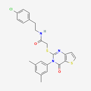 molecular formula C24H22ClN3O2S2 B2568986 N-[2-(4-chlorophenyl)ethyl]-2-{[3-(3,5-dimethylphenyl)-4-oxo-3,4-dihydrothieno[3,2-d]pyrimidin-2-yl]sulfanyl}acetamide CAS No. 1260631-74-0