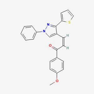 B2569006 (Z)-1-(4-methoxyphenyl)-3-(1-phenyl-3-(thiophen-2-yl)-1H-pyrazol-4-yl)prop-2-en-1-one CAS No. 380457-15-8