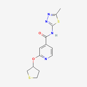 molecular formula C13H14N4O2S2 B2569016 N-(5-methyl-1,3,4-thiadiazol-2-yl)-2-(thiolan-3-yloxy)pyridine-4-carboxamide CAS No. 2034239-82-0