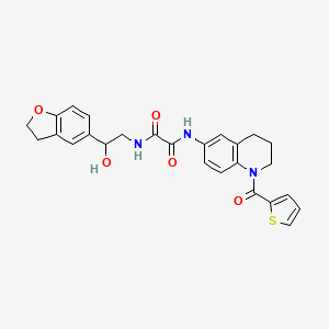 molecular formula C26H25N3O5S B2569138 N-[2-(2,3-dihydro-1-benzofuran-5-yl)-2-hydroxyethyl]-N'-[1-(thiophene-2-carbonyl)-1,2,3,4-tetrahydroquinolin-6-yl]ethanediamide CAS No. 1421504-56-4