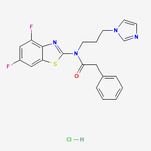 molecular formula C21H19ClF2N4OS B2569152 N-(3-(1H-imidazol-1-yl)propyl)-N-(4,6-difluorobenzo[d]thiazol-2-yl)-2-phenylacetamide hydrochloride CAS No. 1216799-27-7