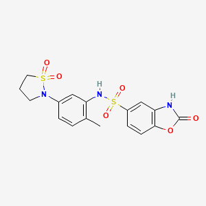 molecular formula C17H17N3O6S2 B2569156 N-(5-(1,1-dioxidoisothiazolidin-2-yl)-2-methylphenyl)-2-oxo-2,3-dihydrobenzo[d]oxazole-5-sulfonamide CAS No. 1428379-77-4