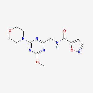 molecular formula C13H16N6O4 B2569164 N-((4-methoxy-6-morpholino-1,3,5-triazin-2-yl)methyl)isoxazole-5-carboxamide CAS No. 2034541-36-9
