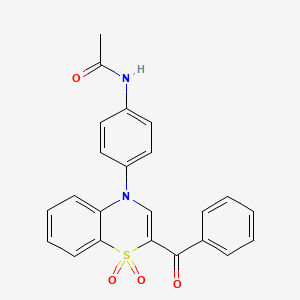 molecular formula C23H18N2O4S B2569169 N-[4-(2-benzoyl-1,1-dioxido-4H-1,4-benzothiazin-4-yl)phenyl]acetamide CAS No. 1114850-42-8