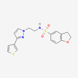 molecular formula C17H17N3O3S2 B2569178 N-(2-(3-(thiophen-3-yl)-1H-pyrazol-1-yl)ethyl)-2,3-dihydrobenzofuran-5-sulfonamide CAS No. 2034367-24-1
