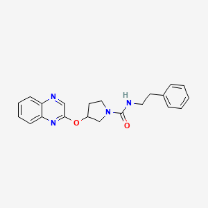 molecular formula C21H22N4O2 B2569227 N-(2-phenylethyl)-3-(quinoxalin-2-yloxy)pyrrolidine-1-carboxamide CAS No. 2097928-71-5