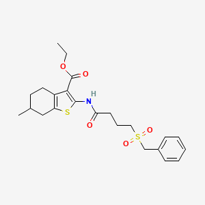 molecular formula C23H29NO5S2 B2569254 Ethyl 2-(4-(benzylsulfonyl)butanamido)-6-methyl-4,5,6,7-tetrahydrobenzo[b]thiophene-3-carboxylate CAS No. 923457-26-5