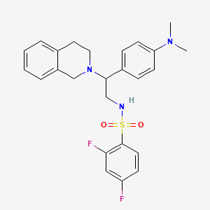 molecular formula C25H27F2N3O2S B2569285 N-{2-[4-(dimethylamino)phenyl]-2-(1,2,3,4-tetrahydroisoquinolin-2-yl)ethyl}-2,4-difluorobenzene-1-sulfonamide CAS No. 1005305-56-5