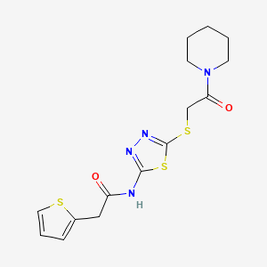 N-[5-(2-oxo-2-piperidin-1-ylethyl)sulfanyl-1,3,4-thiadiazol-2-yl]-2-thiophen-2-ylacetamide