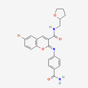 (2Z)-6-bromo-2-[(4-carbamoylphenyl)imino]-N-(tetrahydrofuran-2-ylmethyl)-2H-chromene-3-carboxamide