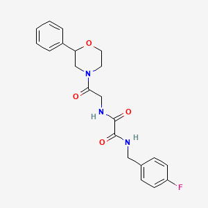 molecular formula C21H22FN3O4 B2569305 N1-(4-fluorobenzyl)-N2-(2-oxo-2-(2-phenylmorpholino)ethyl)oxalamide CAS No. 953950-54-4