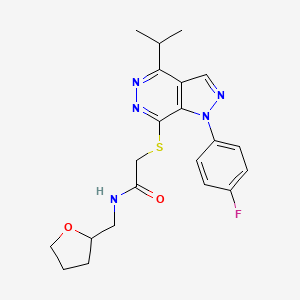 2-((1-(4-fluorophenyl)-4-isopropyl-1H-pyrazolo[3,4-d]pyridazin-7-yl)thio)-N-((tetrahydrofuran-2-yl)methyl)acetamide