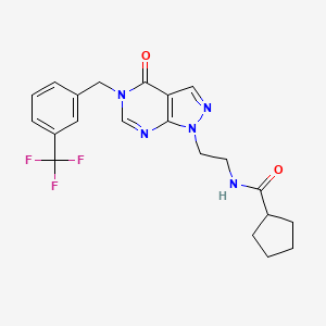 N-(2-(4-oxo-5-(3-(trifluoromethyl)benzyl)-4,5-dihydro-1H-pyrazolo[3,4-d]pyrimidin-1-yl)ethyl)cyclopentanecarboxamide