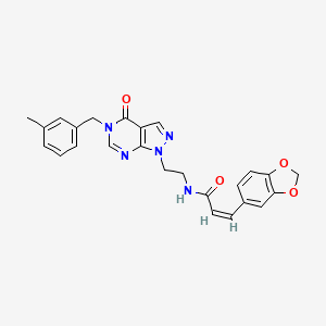 B2569421 (Z)-3-(benzo[d][1,3]dioxol-5-yl)-N-(2-(5-(3-methylbenzyl)-4-oxo-4,5-dihydro-1H-pyrazolo[3,4-d]pyrimidin-1-yl)ethyl)acrylamide CAS No. 1006775-88-7