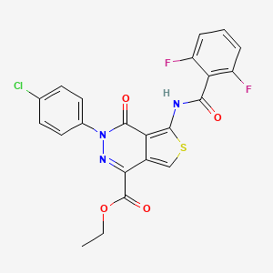 molecular formula C22H14ClF2N3O4S B2569459 乙酸-3-(4-氯苯基)-5-[(2,6-二氟苯甲酰)氨基]-4-氧代噻吩并[3,4-d]吡啶-1-甲酸酯 CAS No. 851950-48-6