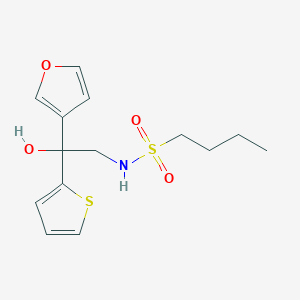N-(2-(furan-3-yl)-2-hydroxy-2-(thiophen-2-yl)ethyl)butane-1-sulfonamide