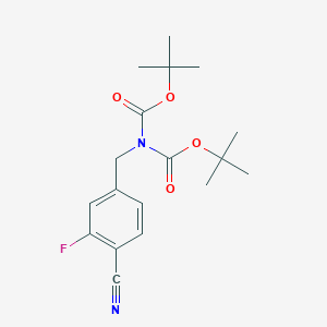 molecular formula C18H23FN2O4 B2569556 Bis(1,1-dimethylethyl)-[(4-cyano-3-fluorophenyl)methyl]imidodicarbonate CAS No. 308846-62-0