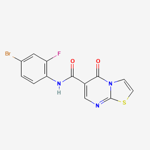 molecular formula C13H7BrFN3O2S B2569565 N-(4-bromo-2-fluorophenyl)-5-oxo-5H-[1,3]thiazolo[3,2-a]pyrimidine-6-carboxamide CAS No. 851944-29-1