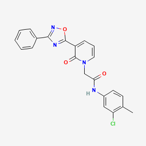 molecular formula C22H17ClN4O3 B2569596 N-(3-chloro-4-methylphenyl)-2-[2-oxo-3-(3-phenyl-1,2,4-oxadiazol-5-yl)-1,2-dihydropyridin-1-yl]acetamide CAS No. 1105224-84-7