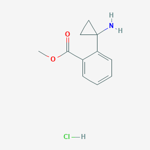 molecular formula C11H14ClNO2 B2569628 Methyl 2-(1-aminocyclopropyl)benzoate hydrochloride CAS No. 2418723-13-2