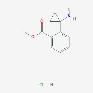molecular formula C11H14ClNO2 B2569628 Methyl 2-(1-aminocyclopropyl)benzoate;hydrochloride CAS No. 2418723-13-2