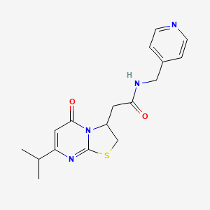 molecular formula C17H20N4O2S B2569631 2-(7-isopropyl-5-oxo-3,5-dihydro-2H-thiazolo[3,2-a]pyrimidin-3-yl)-N-(pyridin-4-ylmethyl)acetamide CAS No. 952974-03-7