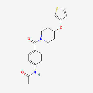 molecular formula C18H20N2O3S B2569680 N-(4-(4-(thiophen-3-yloxy)piperidine-1-carbonyl)phenyl)acetamide CAS No. 2034302-62-8